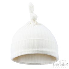 H4600-MA: Marshmallow Ribbed Knot Hat (0-6 Months)